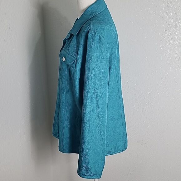 Chico's Teal Longsleeve Buttondown Jacket or Top, Size 2 or Large - Picture 7 of 12